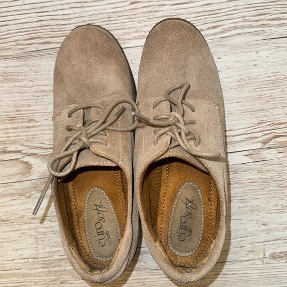 EuroSoft Womens Jules Oxfords Shoes with Block Heel Stone Taupe Suede Sz 6 - Picture 6 of 8